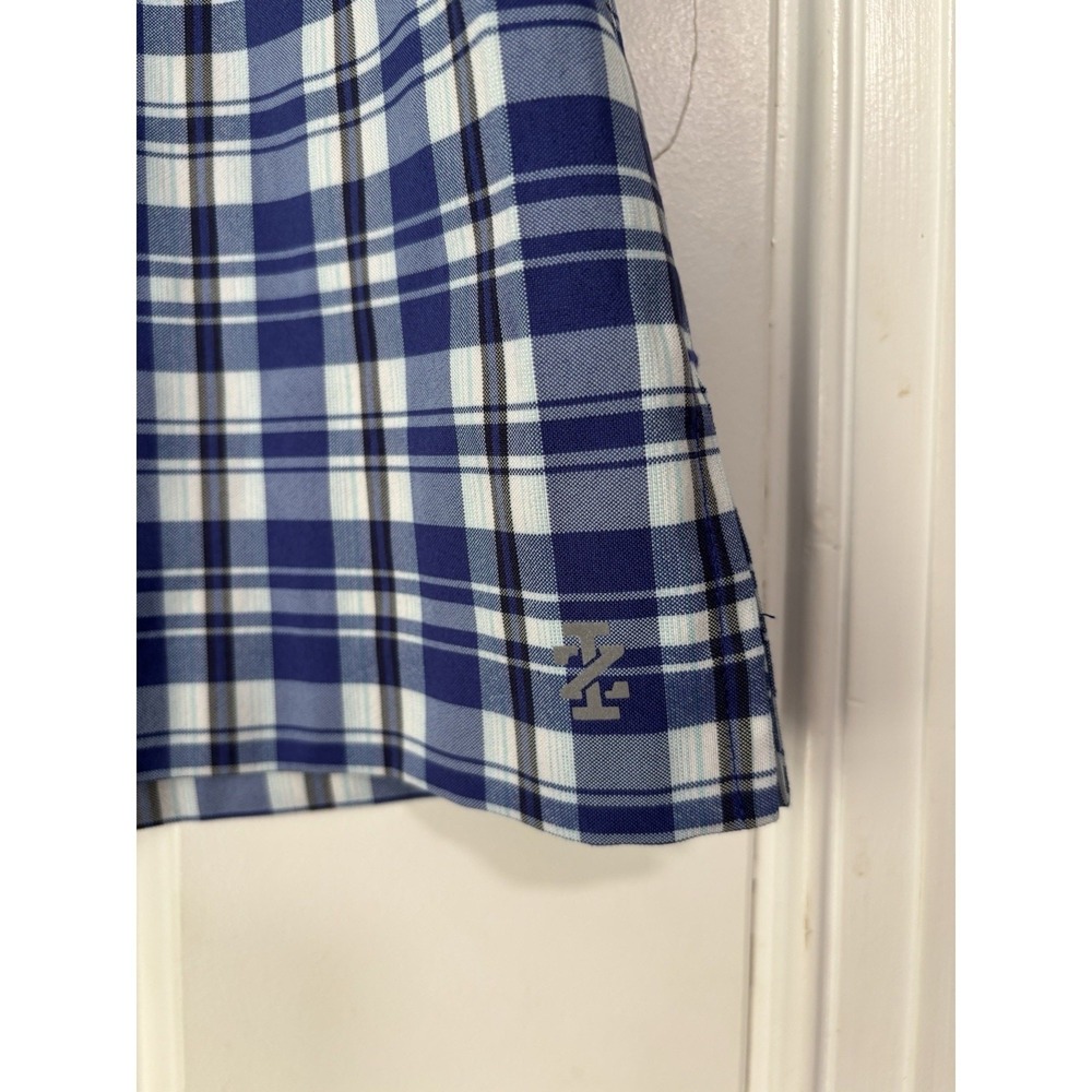 IZOD Gold Women's Golf Skort In Blue Plaid Size 12 Pockets Side Zip - Picture 2 of 4